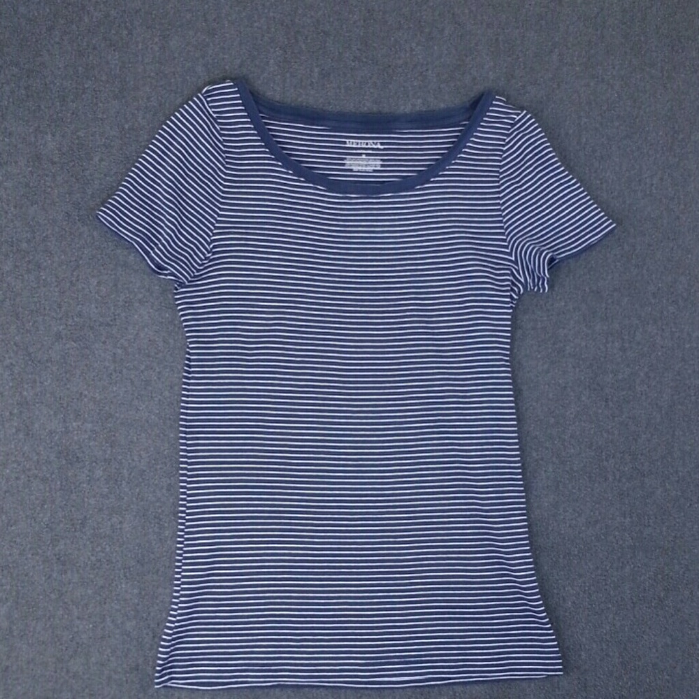 Navy Stripe Merona Crew Neck M